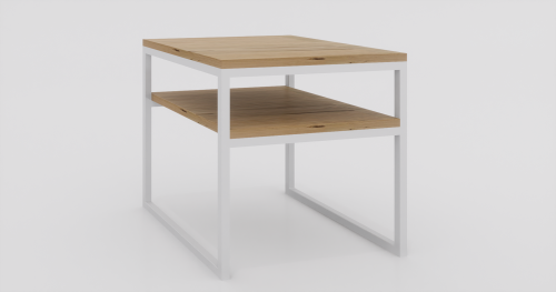 Stolik kawowy z półką 50x50x50 Dąb | Biały