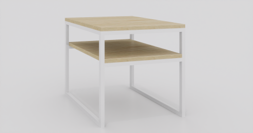 Stolik kawowy z półką 50x50x50 Jesion | Biały