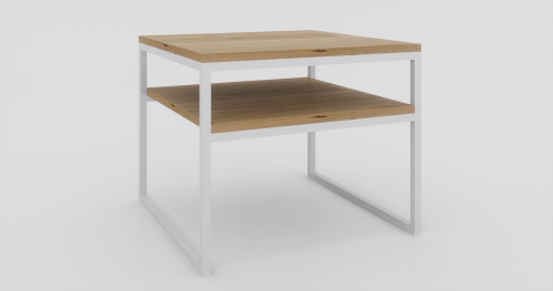 Stolik kawowy z półką 60x60x50 Dąb | Biały