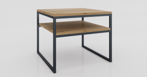 Stolik kawowy z półką 60x60x50 Dąb | Czarny