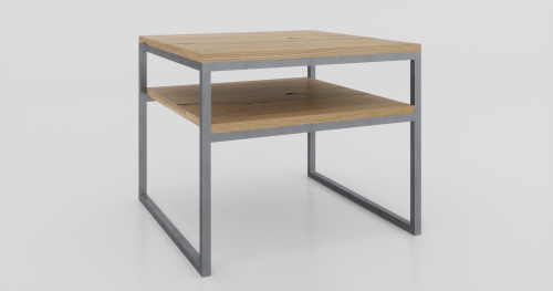 Stolik kawowy z półką 60x60x50 Dąb | Naturalny