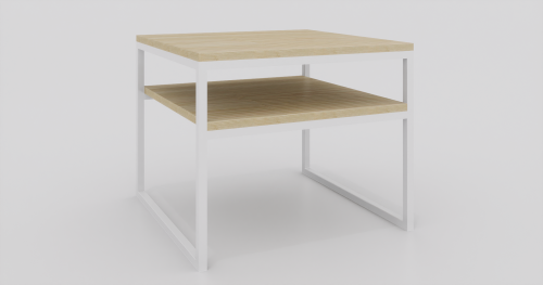 Stolik kawowy z półką 60x60x50 Jesion | Biały