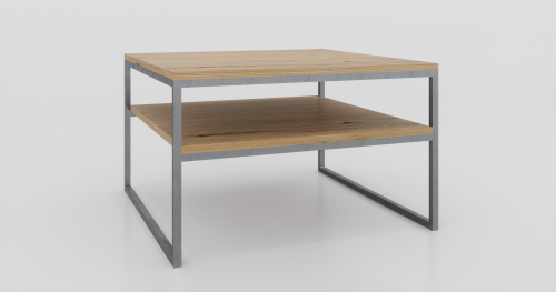 Stolik kawowy z półką 80x80x50 Dąb | Naturalny