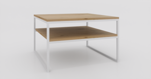 Stolik kawowy z półką 80x80x50 Dąb | Biały