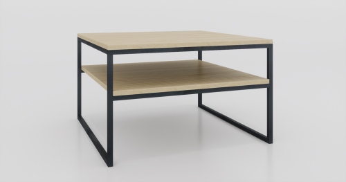 Stolik kawowy z półką 80x80x50 Jesion | Czarny