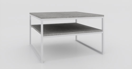 Stolik kawowy z półką 80x80x50 Beton architektoniczny | Biały