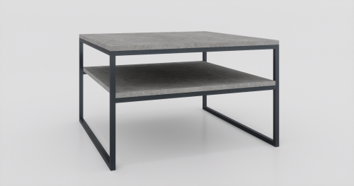 Stolik kawowy z półką 80x80x50 Beton architektoniczny | Czarny