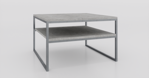 Stolik kawowy z półką 80x80x50 Beton architektoniczny | Naturalny