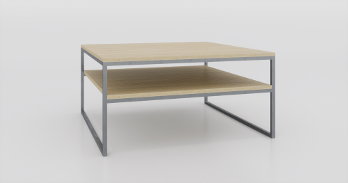 Stolik kawowy z półką 100x100x50 Jesion | Naturalny