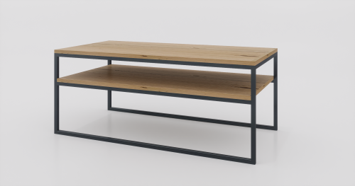 Stolik kawowy z półką 120x60x50 Dąb | Czarny