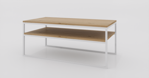 Stolik kawowy z półką 120x60x50 Dąb | Biały