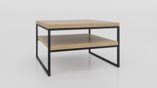 Stolik kawowy z półką 80x80x50 Dąb | Czarny