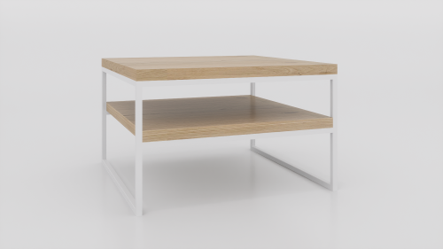 Stolik kawowy z półką 80x80x50 Dąb | Biały