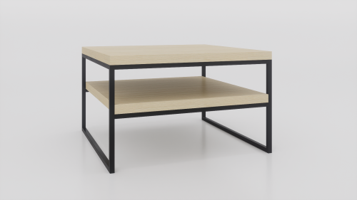 Stolik kawowy z półką 80x80x50 Jesion | Czarny