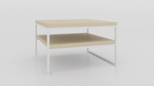 Stolik kawowy z półką 80x80x50 Jesion | Biały