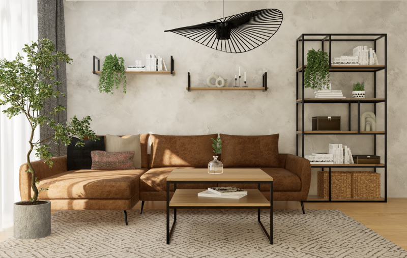 STOLIK KAWOWY Z PÓŁKĄ 80X80 dąb-czarny.png