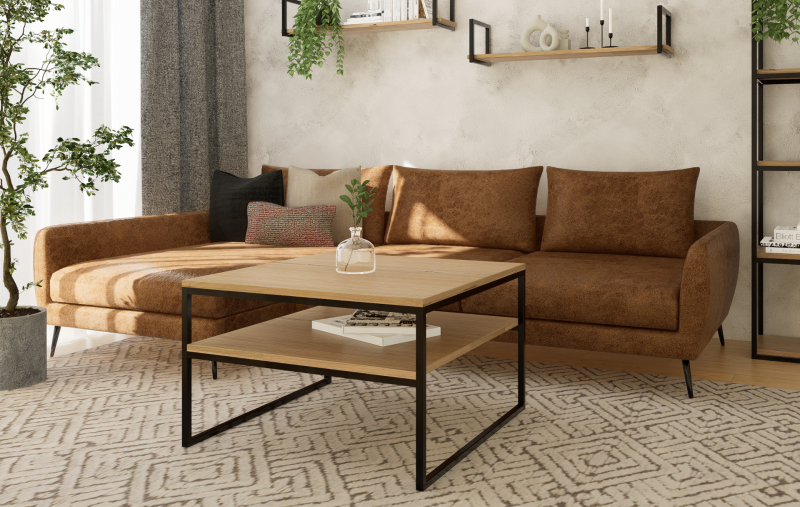 STOLIK KAWOWY Z PÓŁKĄ 80X80 dąb-czarny 2.png