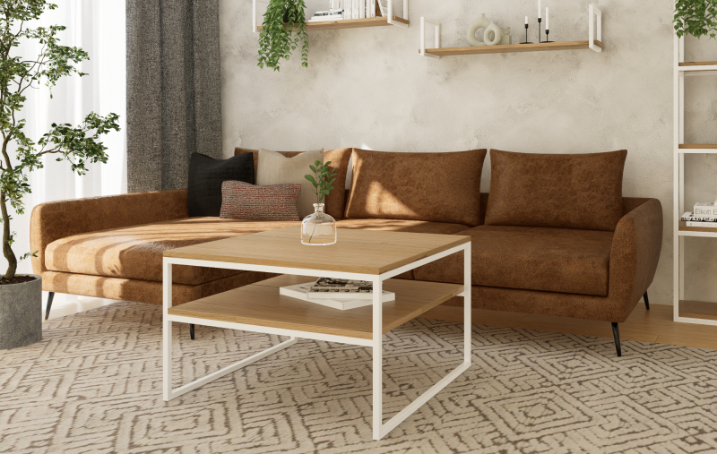 STOLIK KAWOWY Z PÓŁKĄ 80X80 dąb-biały 2.png