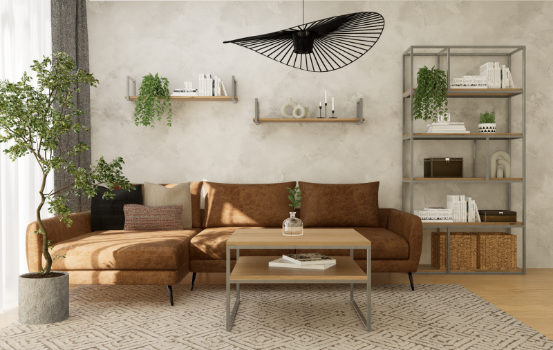 STOLIK KAWOWY Z PÓŁKĄ 80X80 dąb-stal.png