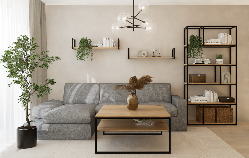 STOLIK KAWOWY Z PÓŁKĄ 100X100 dąb-czarny.png