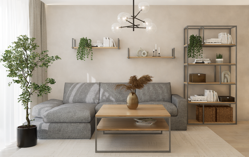 STOLIK KAWOWY Z PÓŁKĄ 100X100 dąb-stal.png