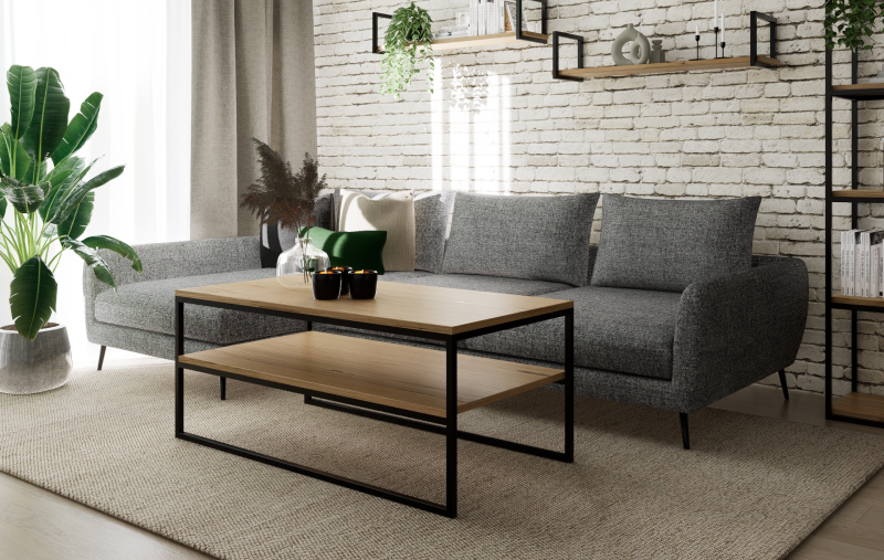 STOLIK KAWOWY Z PÓŁKĄ 120X60 dąb-czarny 2.png