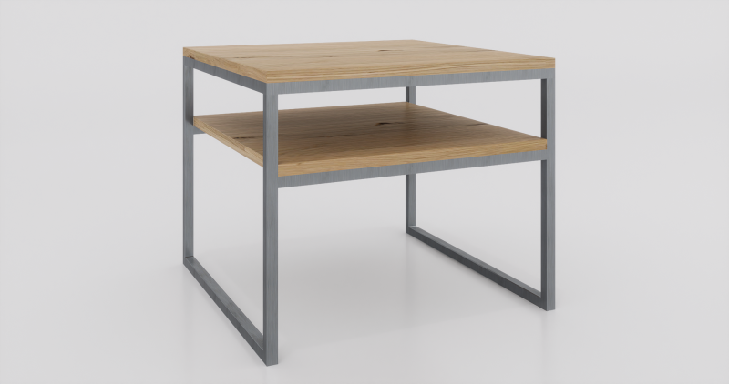 stolik kawowy z półką 60x60  dąb-stal.png