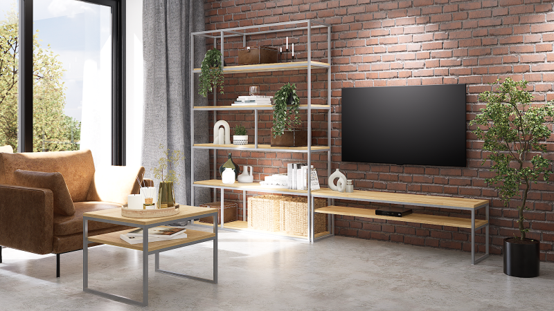 Regał 150 dąb-stal.png