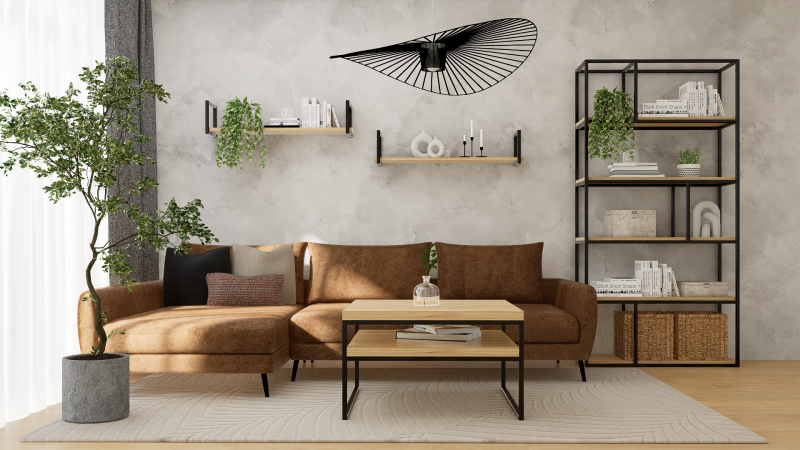 STOLIK KAWOWY Z PÓŁKĄ 80X80 dąb-czarny.png