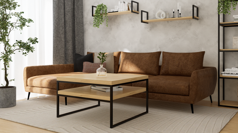 STOLIK KAWOWY Z PÓŁKĄ 80X80 dąb-czarny 2.png