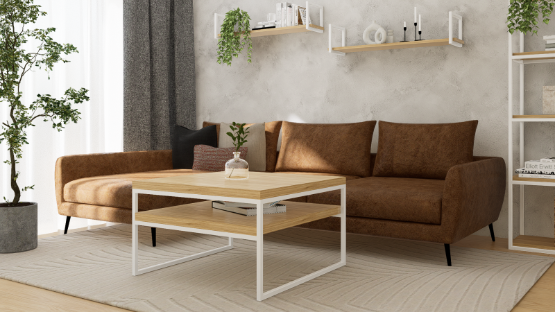 STOLIK KAWOWY Z PÓŁKĄ 80X80 dąb-biały 2.png