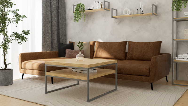 STOLIK KAWOWY Z PÓŁKĄ 80X80 dąb-stal 2.png