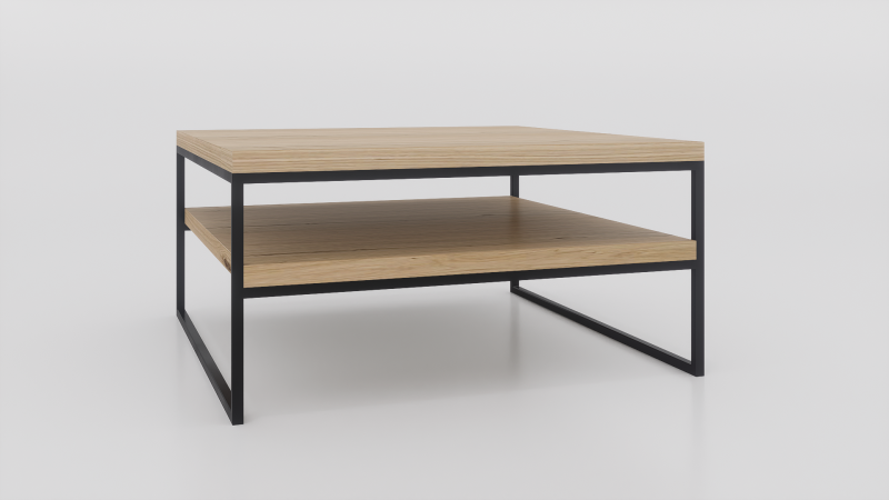 stolik kawowy z półką 100x100 dąb-czarny.png