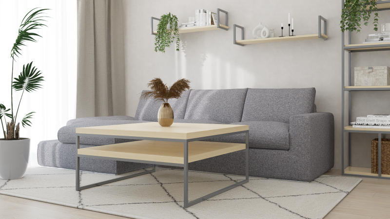 STOLIK KAWOWY Z PÓŁKĄ 100X100 jesion-stal 2.png