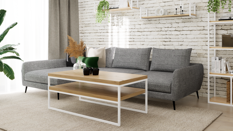 STOLIK KAWOWY Z PÓŁKĄ 120X60 dąb-biały 2.png