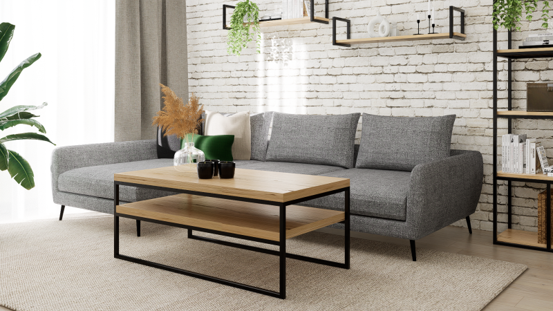 STOLIK KAWOWY Z PÓŁKĄ 120X60 dąb-czarny 2.png