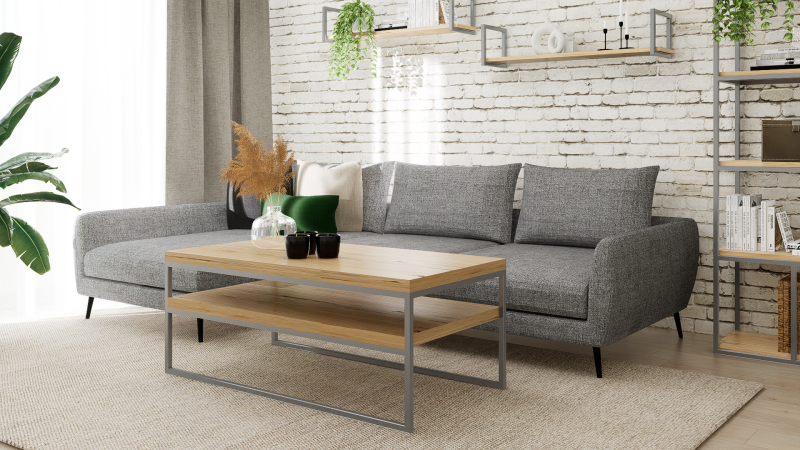 STOLIK KAWOWY Z PÓŁKĄ 120X60 dąb-stal 2.png